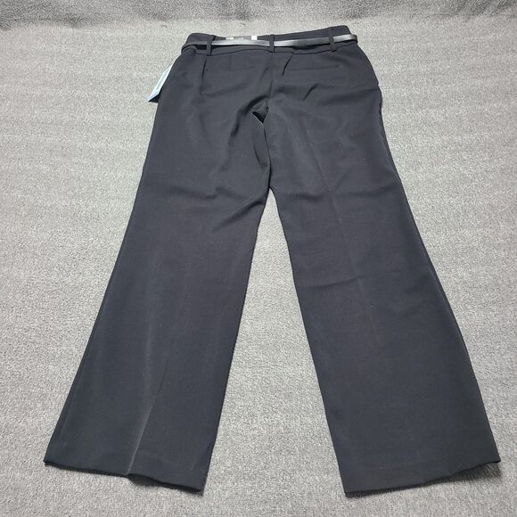 APT 9 Pants Womens 10 Black Straight Leg Mid Rise Career Trousers Belt‎ Office - Picture 7 of 9